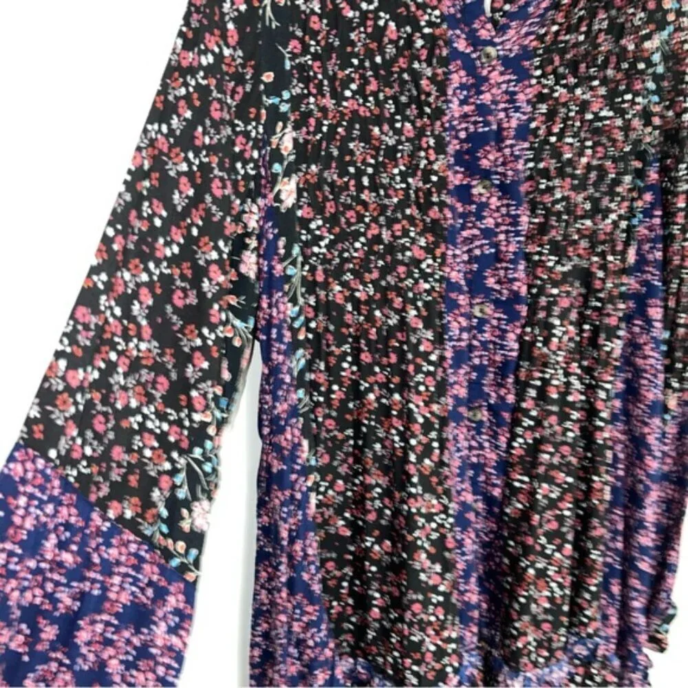 Free People Tunic Dress Women’s Size Small Floral Multi Long Sleeve Flowy Boho‎